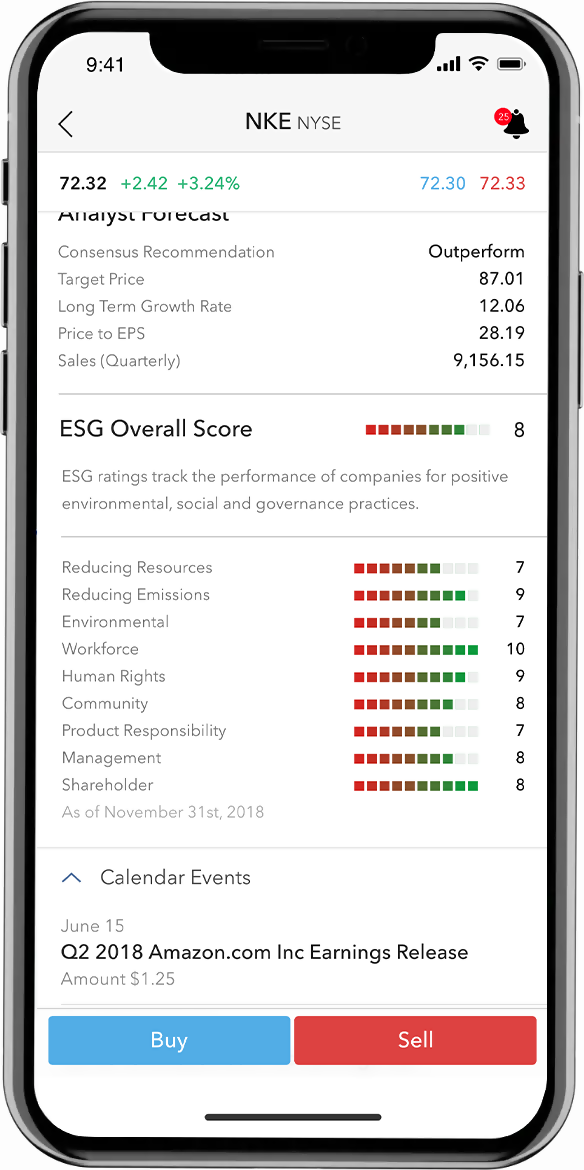 iPhone mit ESG-Fenster als Beispiel